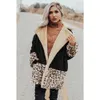 Leopard Fauxの毛皮のテディベアコートジャケット女性ヴィンテージ鮮やかな冬の暖かいコートオーバーコートのストリートスタイルコートの外出210415