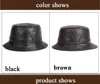 Man Real Leather Fitted Flat Bucket Hats Male Outdoor Potted Short Brim Black/Brown Hip Pop Gorras Elderly Fishing Cap