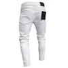 3 Styles Herren Stretchy Ripped Skinny Biker Stickerei Print Jeans Zerstörtes Loch Klebeband Slim Fit Denim Zerkratzt Hochwertige Jean H1122