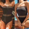 Maillot de bain vintage Mesh Maillots de bain Femme Été Noir Maillot de bain sans bretelles Beachwear Maillots de bain pour femmes 210604