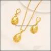 Earrings & Necklace Jewelry Sets Dubai India Gold Waterdrop Wedding Pendant Women Girl Bridal Party Souvenir Charms Gift Drop Delivery 2021