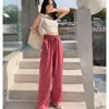 Summer Women's Wide Leg Pants Loose Casual Drape Solid Ice Silk Cloud Pants Drawstring Waist Straight Trousers for Women X0629