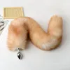 70cm / 27.5 "- Real Genuine Fox Fur Cauda Plug Metal Inox Anal Anal Adulto Sexy Sweet Cosplay Toy