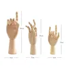 VILEAD Wooden Hand Figurines Rotatable Joint Hand Model Drawing Sketch Mannequin Miniatures Office Home Desktop Room Decoration 210811
