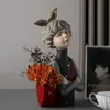 Home Decoration,Girl Figurine Miniature,Figure Statue,Flower Vase,Sculpture,Modern Table Decor,Living Room,Decorative,Desk Art 210811