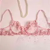 Frauen Sexy Dessous Set mit Strumpfgürtel Schleife Spitze Push-Up Sammeln Bh Sex Höschen Transparent Erotische Versuchung Sinnliche Unterwäsche