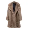 Män Varm Vinter Lång kappa Högkvalitativa Faux Fur Jackor Outwear Open Stitch Overcoat Homme Jacka