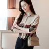 Mode lente koreaanse lange mouw chiffon bodem bloemen vrouwen tops en blouses elegante dames vrouwen shirts vrouwelijke 8356 50 210528