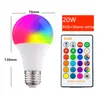 Strängar LED RGB-lampa E27 Ljus RGBW DIMMABLE IR REMOTE 5W 10W 15W 20W AC 220V 110V Färgglada Magic Holiday Bar Club Night Smart Lamp