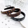 12color Retro Simple Korean Leather Designer Letters Print Headband Women Classic Vintage Grid Pattern Wide Edge Sponge Hair Hoop 2181965