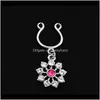 Navelklocka Drop Leverans 2021 D0589 (1 färg) Rosa färger Stylring Handstil Nippelringar Kropp Piercing smycken dingle Accessori