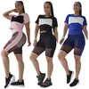 Plus Size 2XL Outfits de Verão Mulheres Ternos Jogger Panelados Tracksuits Manga Curta T-shirts + Calças Calças Dois Peça Set Sportswear Letras Casuais Sweatsuits 4856