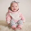 Kläder sätter spädbarns småbarn baby flickor kläder söt långärmad hoodie toppar tröjor byxor pannband 3 st barn outfit set