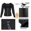 Kvinnor Neopren Viktminskning Top Sweat Workout Långärmad T Shirt Body Shaper Bastu Suit Fett Midja Trainer Korsetter 210810