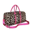 Moda Lampart Drukuj Kobiety Duffle Torba Cheetah Animal Wzór Torebka Dla Lady Girl Ramię Z Różowym Rękojeści Duffel Torby