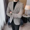 남성용 정장 블레이저 고품질 영국 스타일 잘 생긴 Houndstooth Blazer 남성 의류 간단한 슬림 맞는 공식 착용 비즈니스 정장 재킷