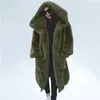 Abrigo de piel sintética de invierno de gran tamaño para mujer Parka larga y cálida chaqueta de piel sintética abrigos sudaderas con capucha abrigo de invierno suelto Outwear Casaco feminino 210817