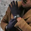 1 par brun plus sammet tjocklek för kvinnor män vinter tillbehör knapp polyester fiber pekskärm handskar 235x10cm