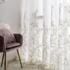 Luxury Embroidered Tulle Curtain for Bedroom Embossed Floral Romantic Sheer Delicate Rustic Window Treamnet Drapes m201C 211203