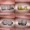 مجوهرات الأقراط الأخرى S925 Sterling Sier Stud حلق غرامة 2 قيراط FL Diamond 925 Bizuteria orehini Gemstone 7R1ZW