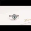 Par ringar smycken dropp leverans 2021 mässing ring med vit större zircon runt liten inställning imitation rhodium pläterad kvinna gåva justera c
