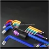 Screwdrivers Screwdrivers Hand Tools Home & Garden Drop Delivery 2021 9Pcs Screwdriver Color Coded BallEnd Hex Allen Key L Wrench Set Torque L