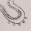 Luksusowy motyl wisiorek Choker Naszyjniki Kobiety z kubańsko link łańcuchy moda Bling Crystal Rhinestone Anime Hip Hop Jewelry348H