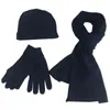 Yeni Kış Kadın Yün Kalın Şapka Eşarp Eldiven 3 adet Set Katı Örme Şapkalar Caps Boyun Isıtıcıları Eldiven Akrilik Rhinestone Ile