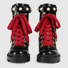 Luxury Bee Designer Women Luxury British Boots Round Toe Martin Boot Buckle Strap Chunky Heel Fashion Embroidered Ankle Sneakers Size 35-41