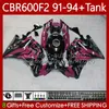 Rose Black Body + Tank för Honda CBR600 CBR 600 F2 FS CC 600F2 91 92 93 94 Bodywork 63NO.68 CBR600F2 CBR600FS 600CC 1991 1992 1993 1994 600FS CBR600-F2 91-94 Fairings Kit