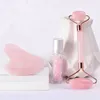 Ametista Tiger Eye Face Roller Gua Sha Scraper Board Chip Stone Oil Bottle 3pc Set Natural Rose Quartz Jade Rollers Massage Neck Eyes Care Beauty Health Tools