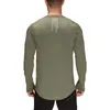 Casual Long Sleeves T Shirt Men Gym Fitness T-shirt Male Training Workout Slim Tees Tops Autumn White Fashion Clothes Men's T-Shirts