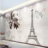 Papel de parede personalizado 3d estéreo estilo europeu Eiffel torre pano de fundo sala de estar papel de parecer