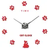 Simpatico orologio da parete con zampa di gatto, grande, silenzioso, cucina oversize, digitale, 3D, fai da te, adesivi per specchio acrilico, grandi orologi, lettera del tempo