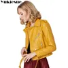 YUKIESUE donne giacca di pelle primavera autunno nuovo multi cerniera PU giacca di pelle cintura corta giacca sottile abbigliamento moto 210412