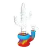 Hookahs 8.4'' Water Pipe Smoking Bong Pipes Silicone and Glass Cactus Shape Oil Dab Rigs Shisha