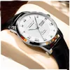 lmjli - movimento de quartzo 41mm fuction completo homens dial branco assistir banda de couro preto relógio dos homens