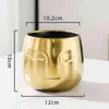 Nordic golden ceramic face vase living room furnishings succulent green plant flower pot container porch storage decoration 211215