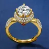 Japonais et coréen S925 argent magnifique diamant compliqué mode personnalisé femme redimensionnable couronne anneau incrusté de cristal rouge