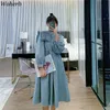 Korean Fashion Loose Long-sleeved Dress Women's Spring Summer Gothic Pleated Midi Dresses Vestido Feminino 210519