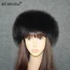 Ms.Minshu Fur Headband Toda a pele feita cabeça de encerramento de banda Mulheres Winter Warmer Earflap Scarves