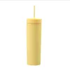 16OZ Straw Mug Colorful Double-Layer Frosted Water Cup Plastic Coffee Juice Tumbler Kitchen Drinkware 17 Colors Optional BT1150