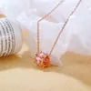 Small waist Necklace, Pink Crystal Necklace, Choker Necklace, Delicate Rose Gold Small Waist Pendants.