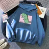 Kreskówka Dinozaur Drukuj Mężczyzna Z Kapturem Oversize Harajuku Kieszonkowy Z Kapturem Odzież Męskie Kreskówki Vintage Anime Hip Hop Bluzy H1227