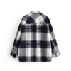 Kobiety Casual Plaid Bluzka Koszulka Kieszenie Batwing Z Długim Rękawem Kobiet Wiosna Wyłącz Kołnierz Damskie Topy Ropa Mujer 210508