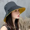 Portable Double-Sided Foldable Anti-UV Beach Cap Bucket Hat Fisherman Cap Sun Hat G220311