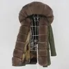 女性の毛皮のフェイク2021ロングウォータープルーフパーカーナチュラルアライグマリアルコートフードウィンタージャケット