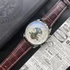 2021 NYTT 1884 Toppmärke Leiseure Mens rostfritt stål Mekaniska armbandsur Fashion äkta läderrem för män relojes gåva