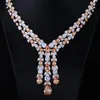 Boucles d'oreilles collier GODKI exclusif zircon cubique 2 pièces Champagne 2021 brillant cuivre gland Dubai ensembles de bijoux fins pour dames