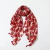 패션 큰 양 귀 비 패턴 스카프 shawls 여성 긴 소프트 비치 꽃 술 tassel 스카프 머리 hijib 3 색